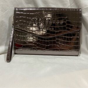*TED BAKER Women’s metallic silver Croc Patent Leather Wallet